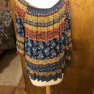 Boho vintage styled  colorful peasant Top Large